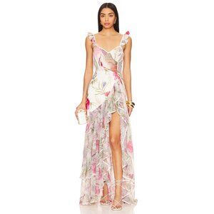 PatBo Viera Floral Bustier Maxi Dress in White 2 New with Tags Womens Gown